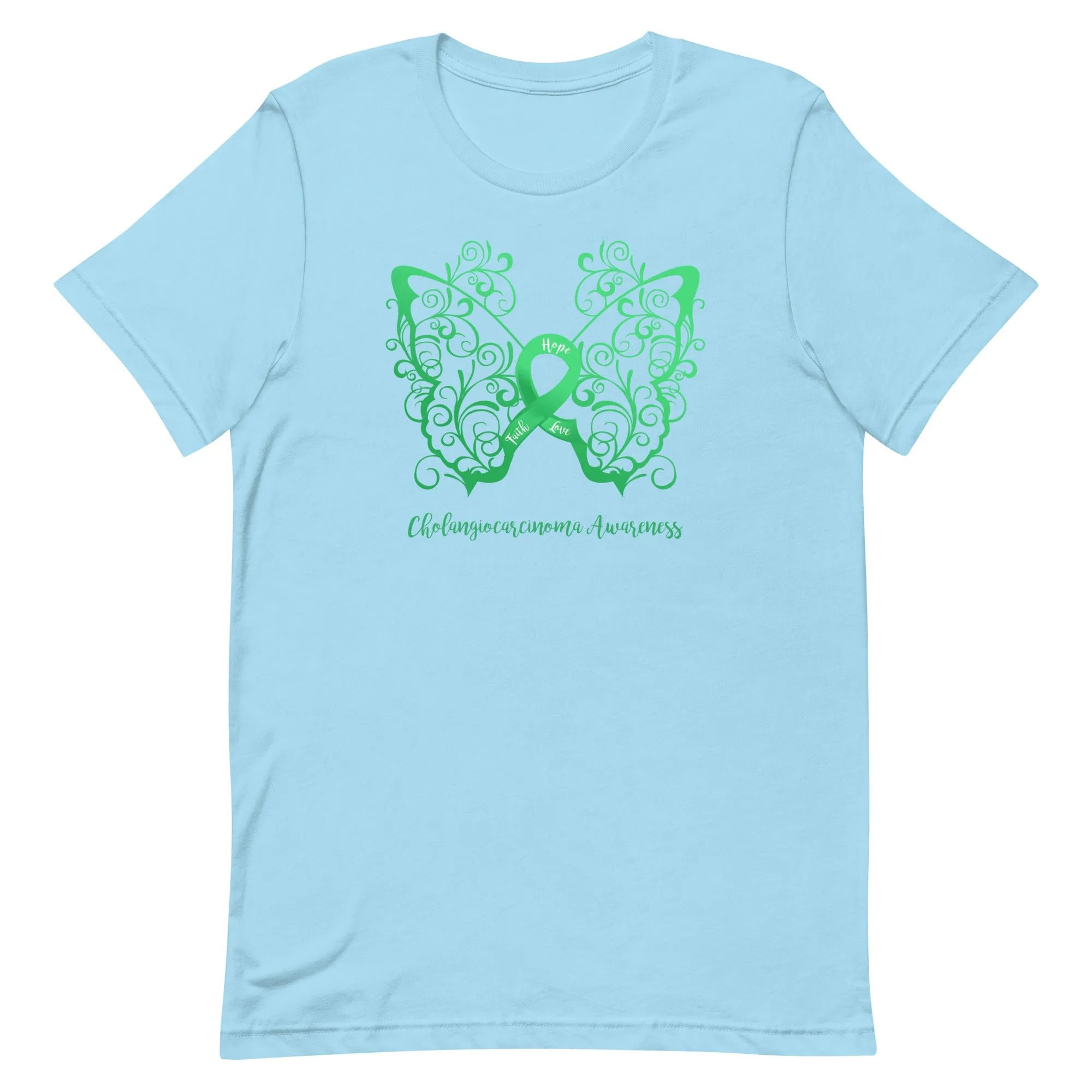 Cholangiocarcinoma Awareness Filigree Butterfly T-Shirt