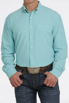 CINCH MEN'S SOLID LONG SLEEVE ARENAFLEX BUTTON-DOWN SHIRT TURQUOISE STYLE MTW1862014