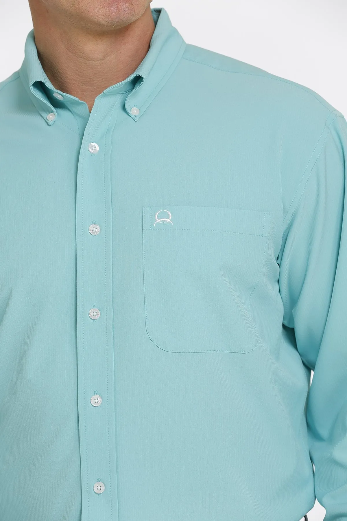 CINCH MEN'S SOLID LONG SLEEVE ARENAFLEX BUTTON-DOWN SHIRT TURQUOISE STYLE MTW1862014