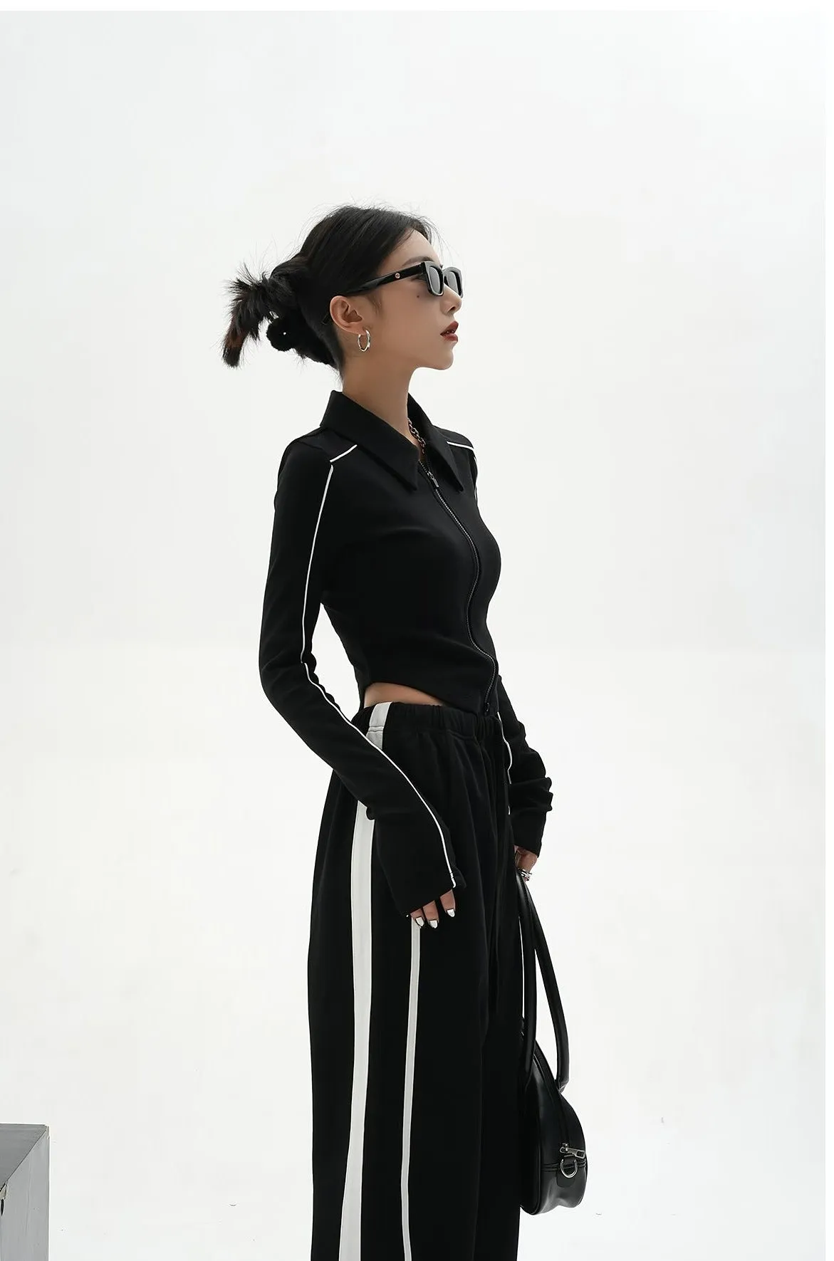 Contrast Strip Cropped Jacket