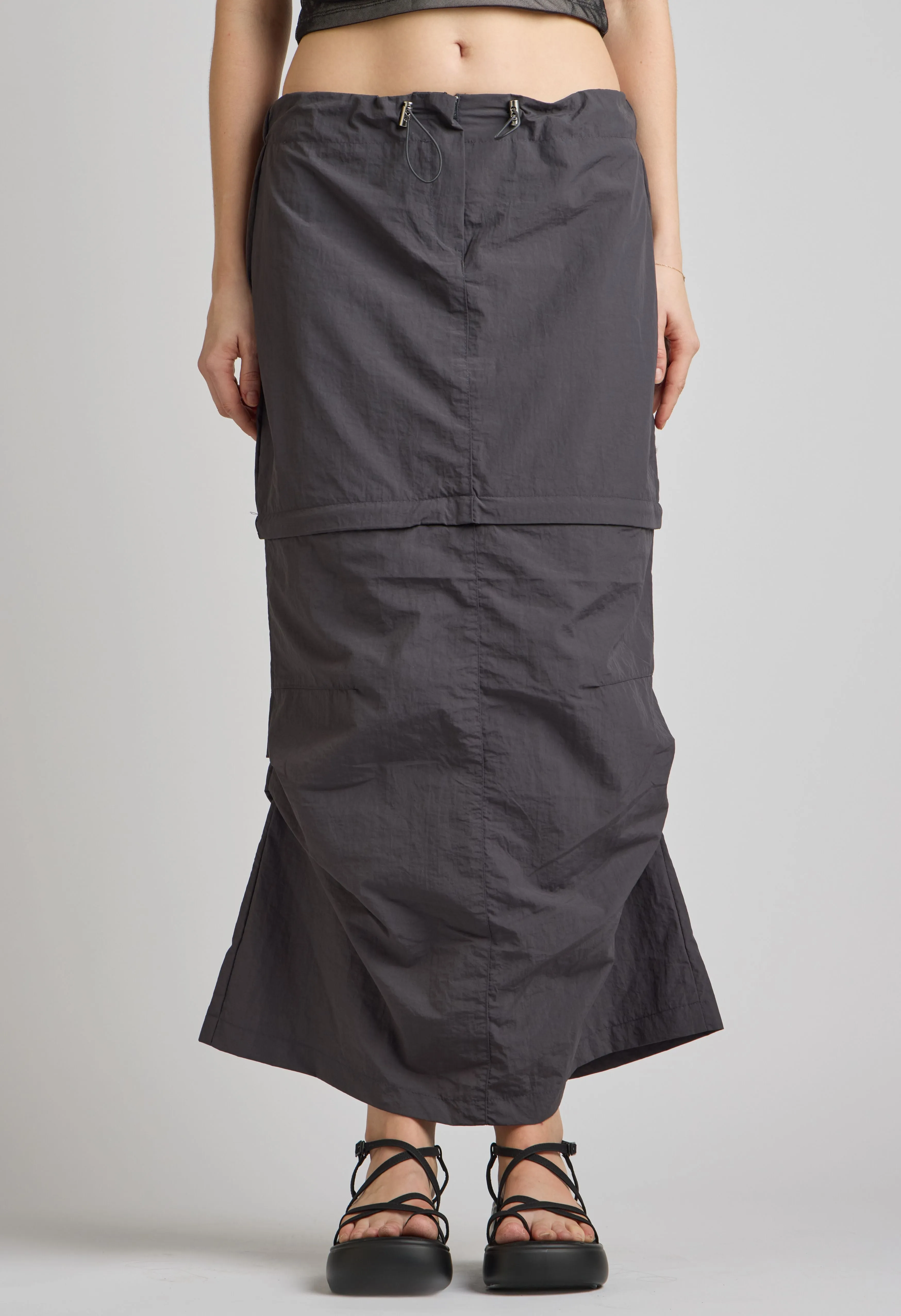 Convertible Midi to Mini Skirt in Steel-Grey