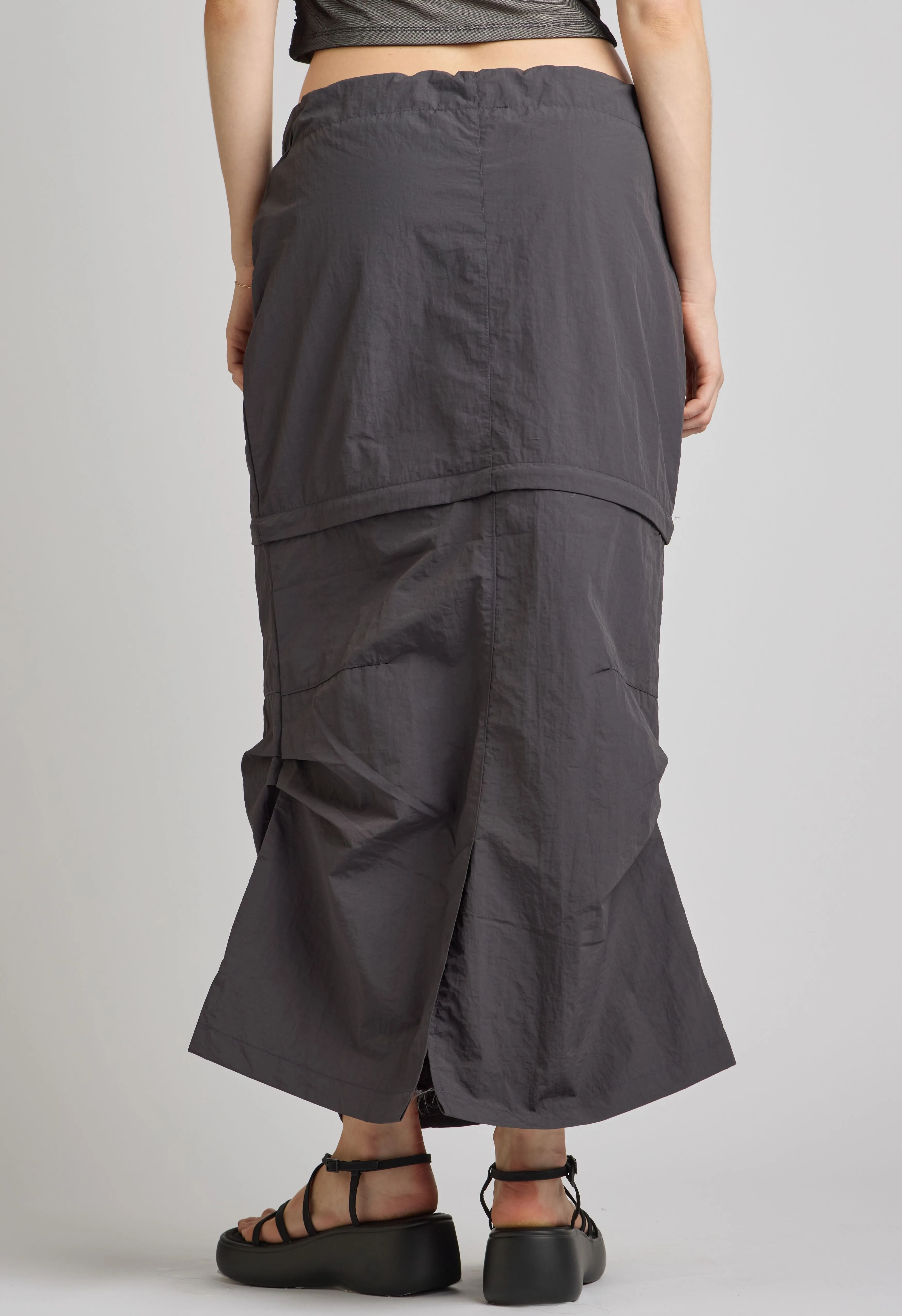 Convertible Midi to Mini Skirt in Steel-Grey