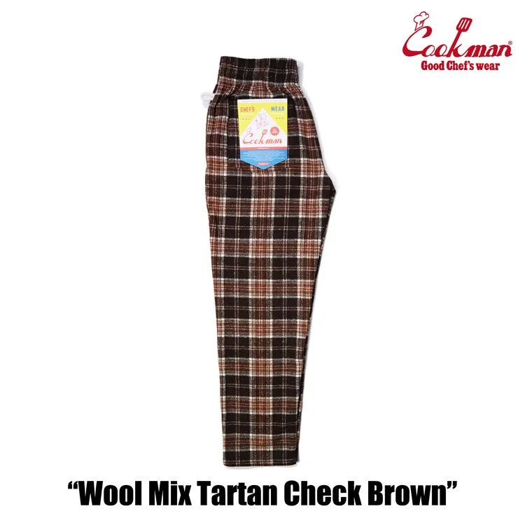 Cookman Chef Pants - Wool Mix Tartan : Brown