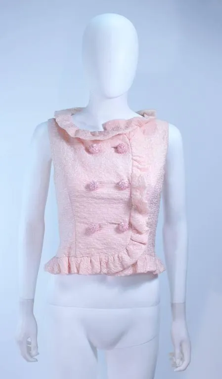 COURREGES Couture Pink Skirt and Blouse Ensemble Size 2