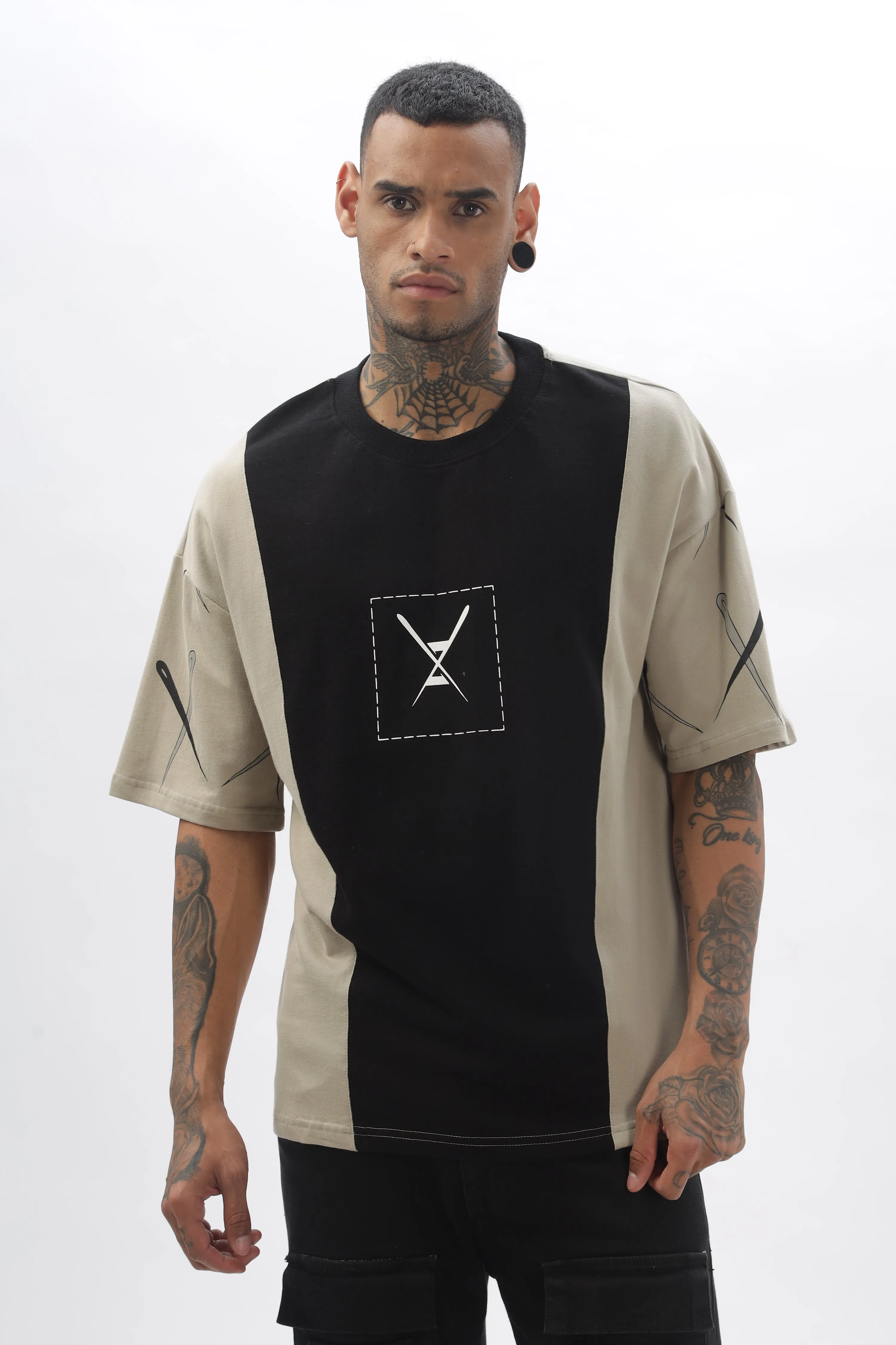 CrossBlock Black&Grey Dropshoulder Tee