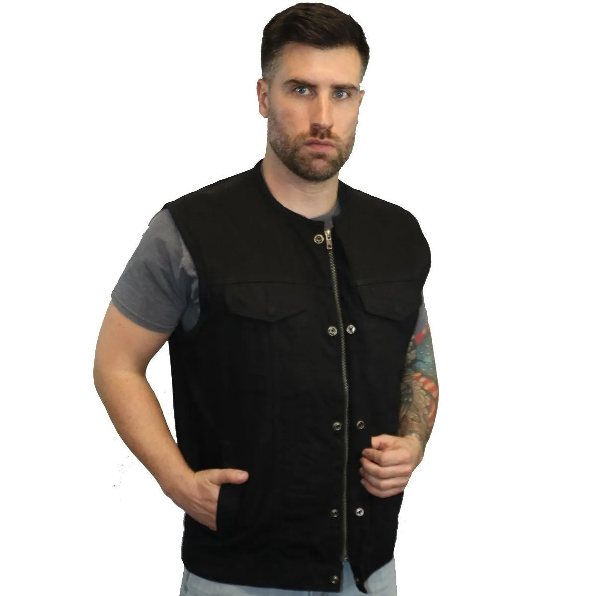 Daniel Smart Concealed Snaps Denim Vest