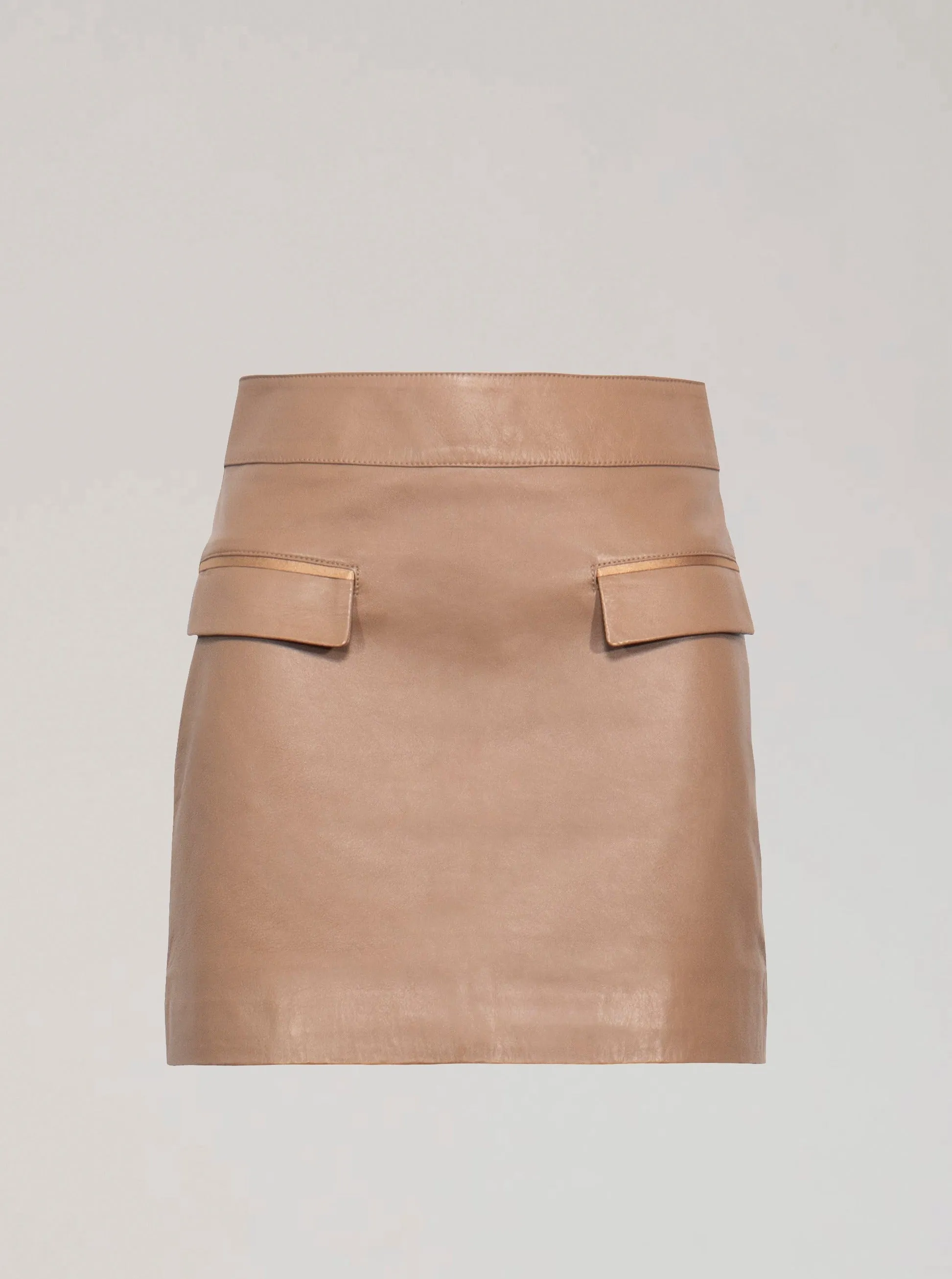 DION LEATHER MINI SKIRT - SESAME