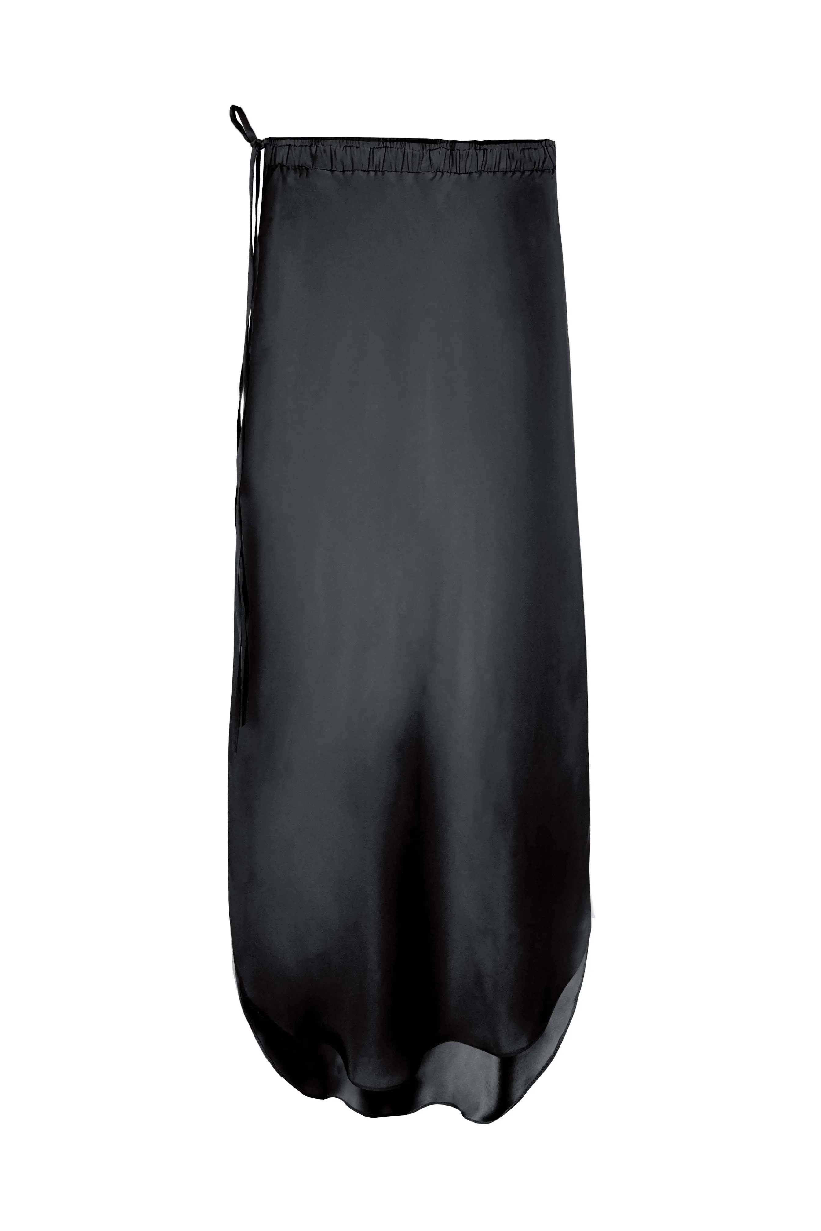 Elongated Matte Scalloped Skirt - Black