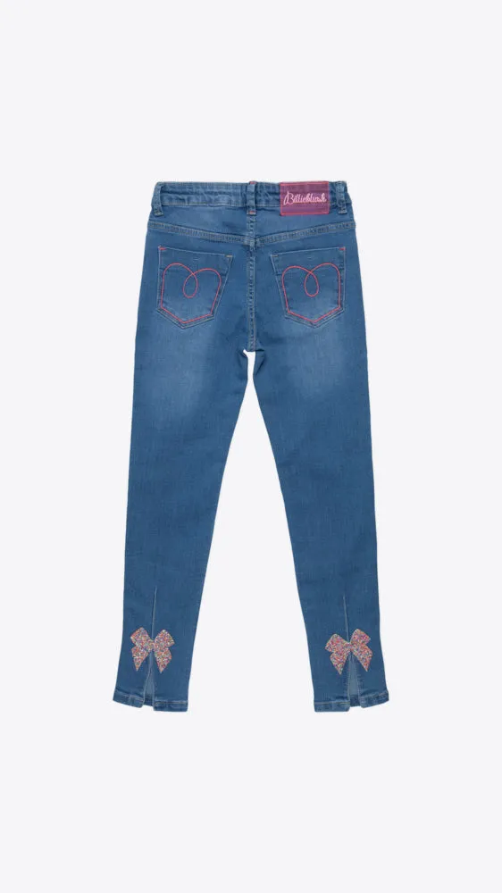 Embellished Bow Denim Pants