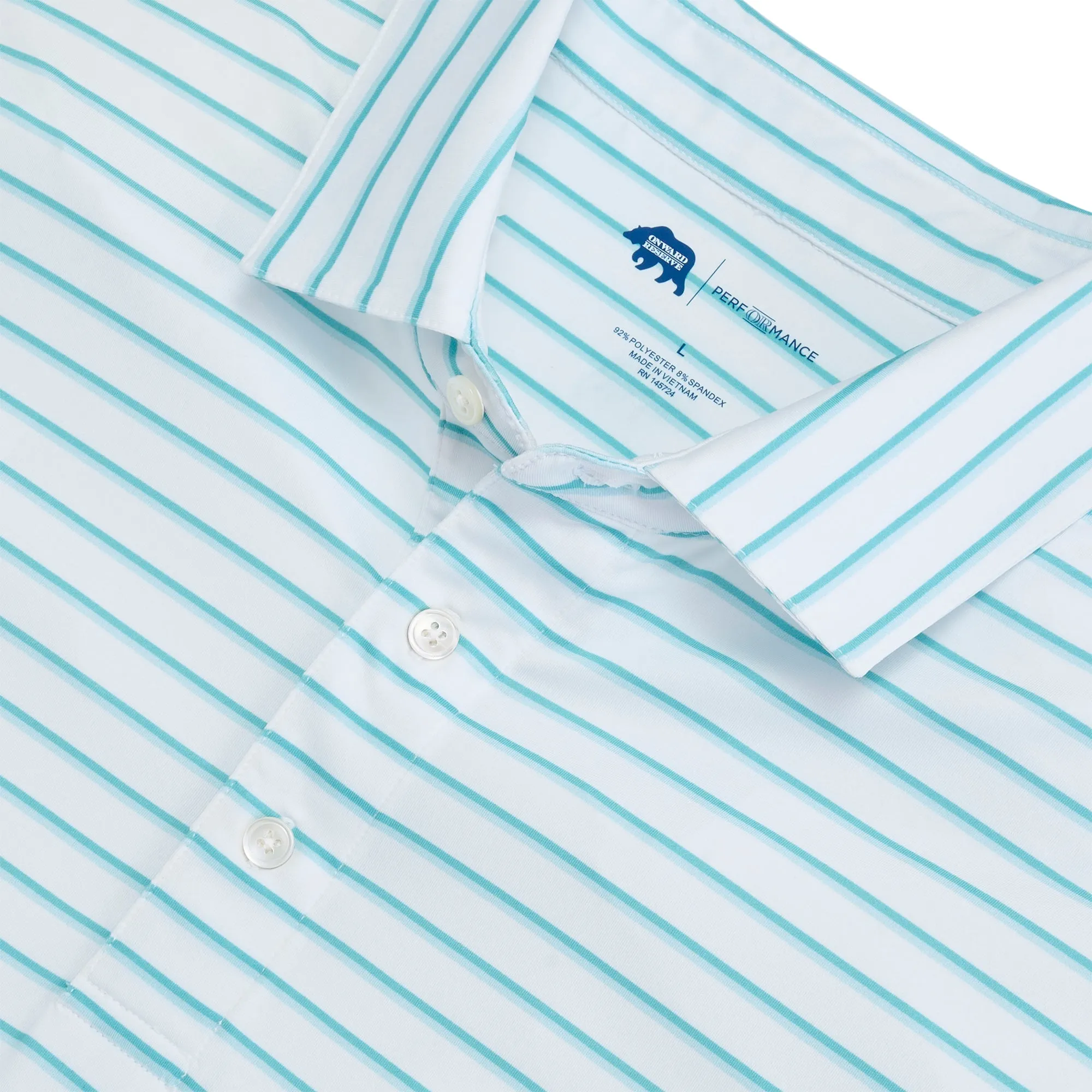 Fairway Stripe Performance Polo - Cabana Blue