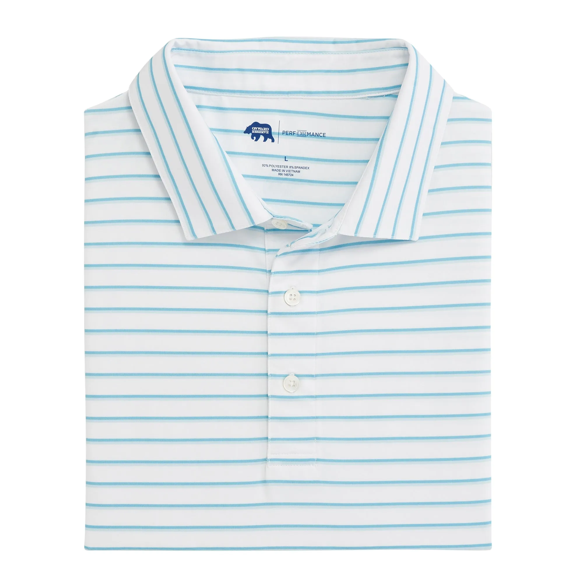 Fairway Stripe Performance Polo - Cabana Blue