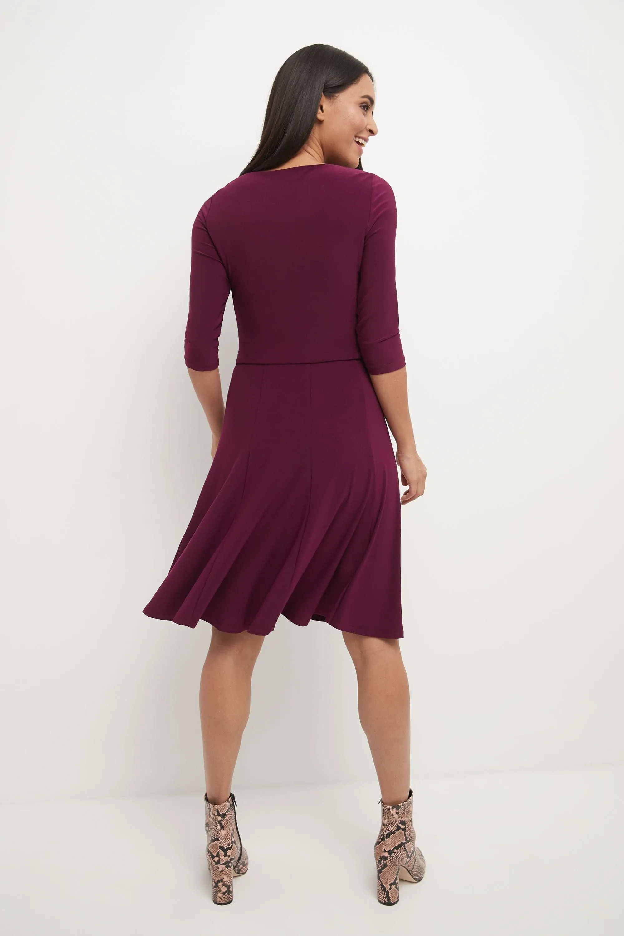 Flared Business Dress with 3/4 Sleeves