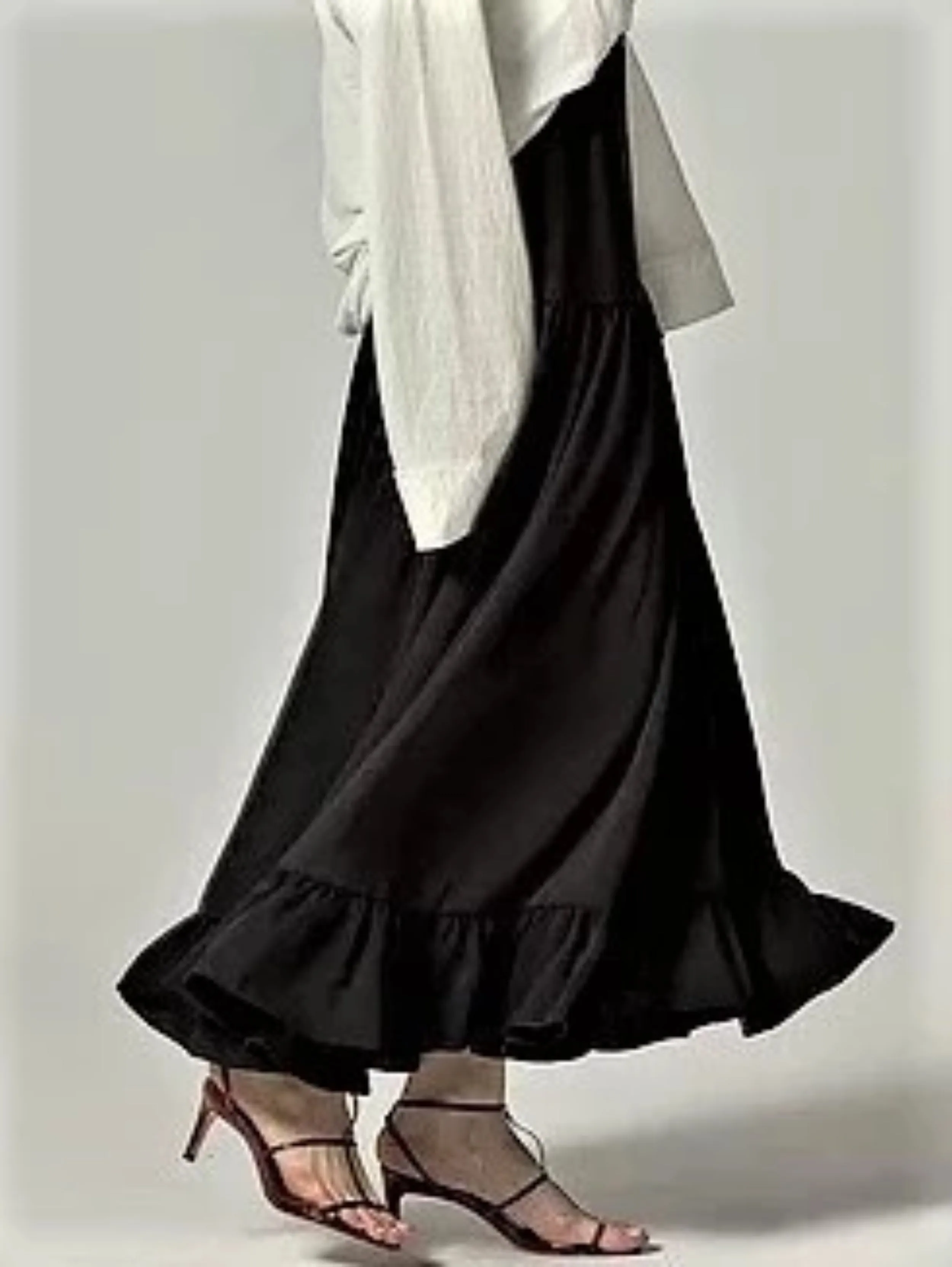 Flared Skirt With Ruffled Hem