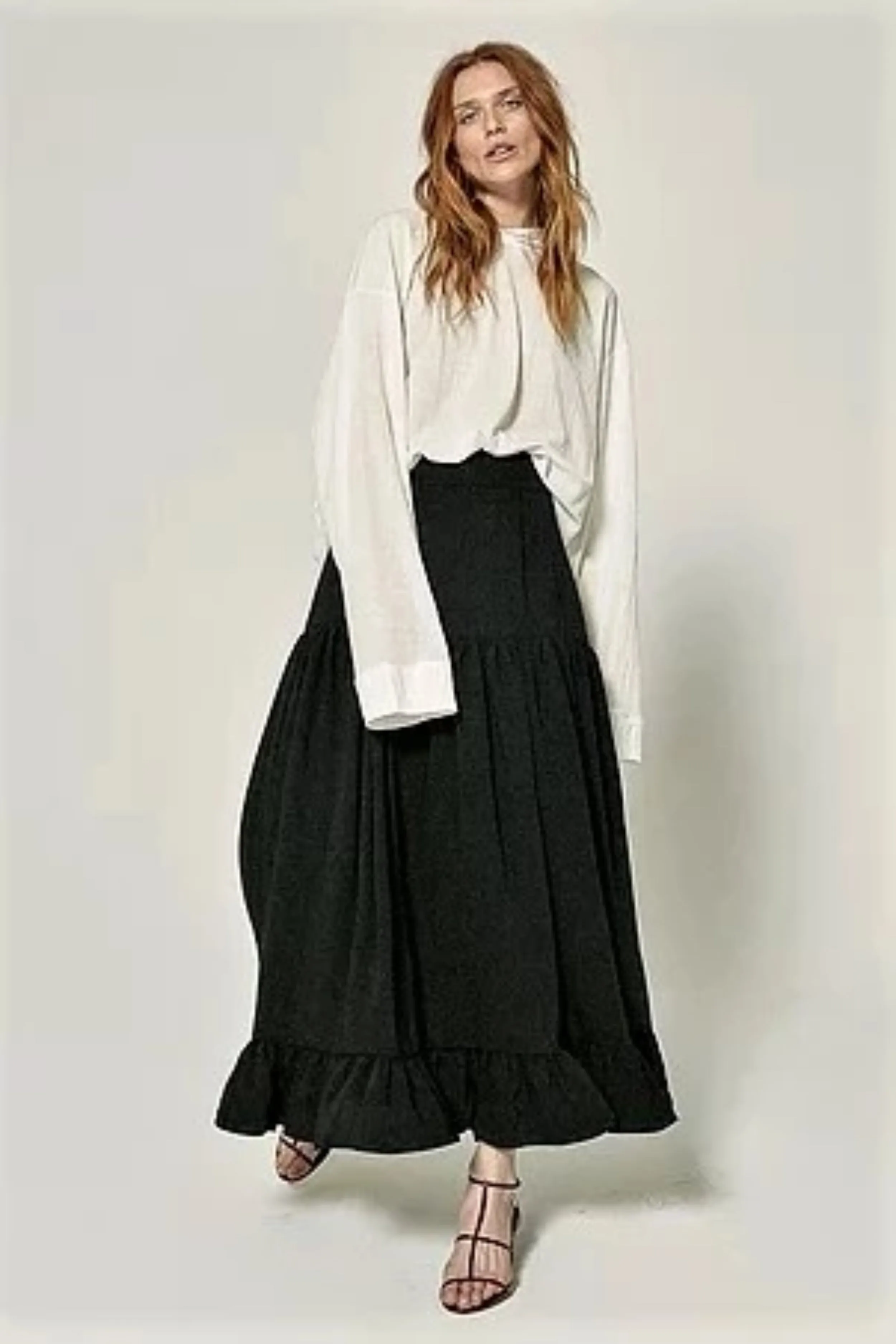 Flared Skirt With Ruffled Hem