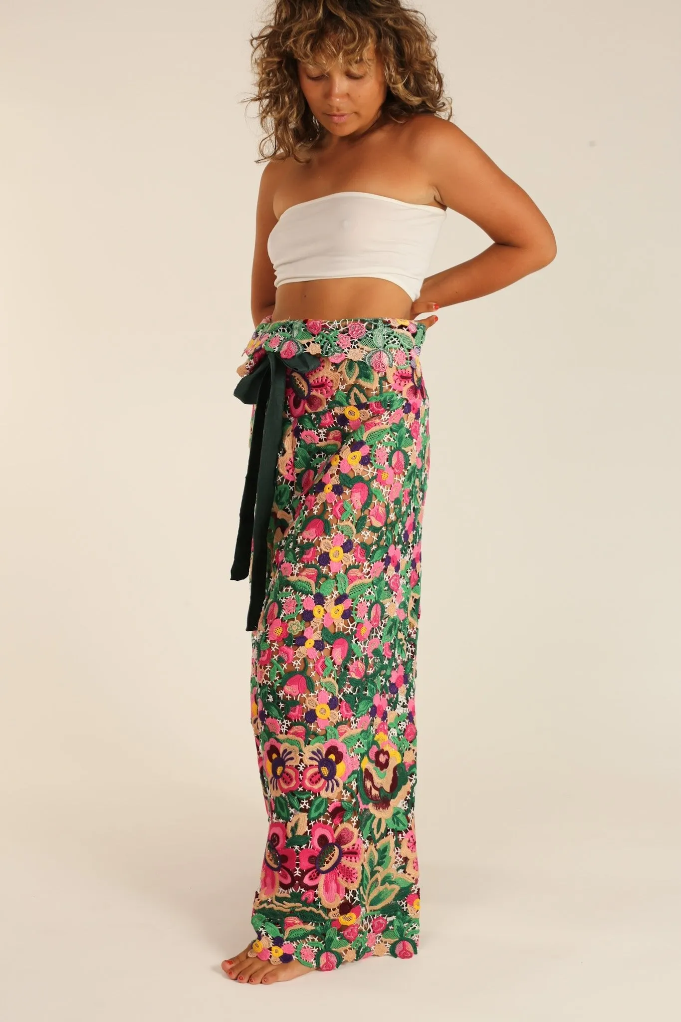 FLOWER GARDEN LACE FISHERMAN PANTS QUINT