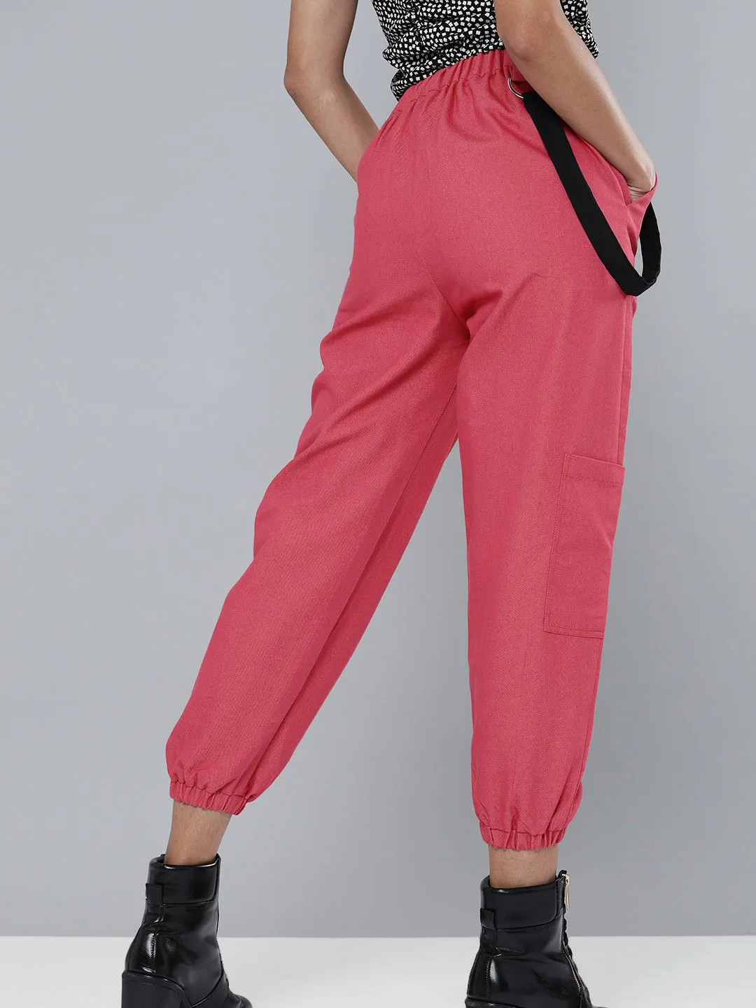 Fuchsia Hip-Hop Streetwear Cargo Pants