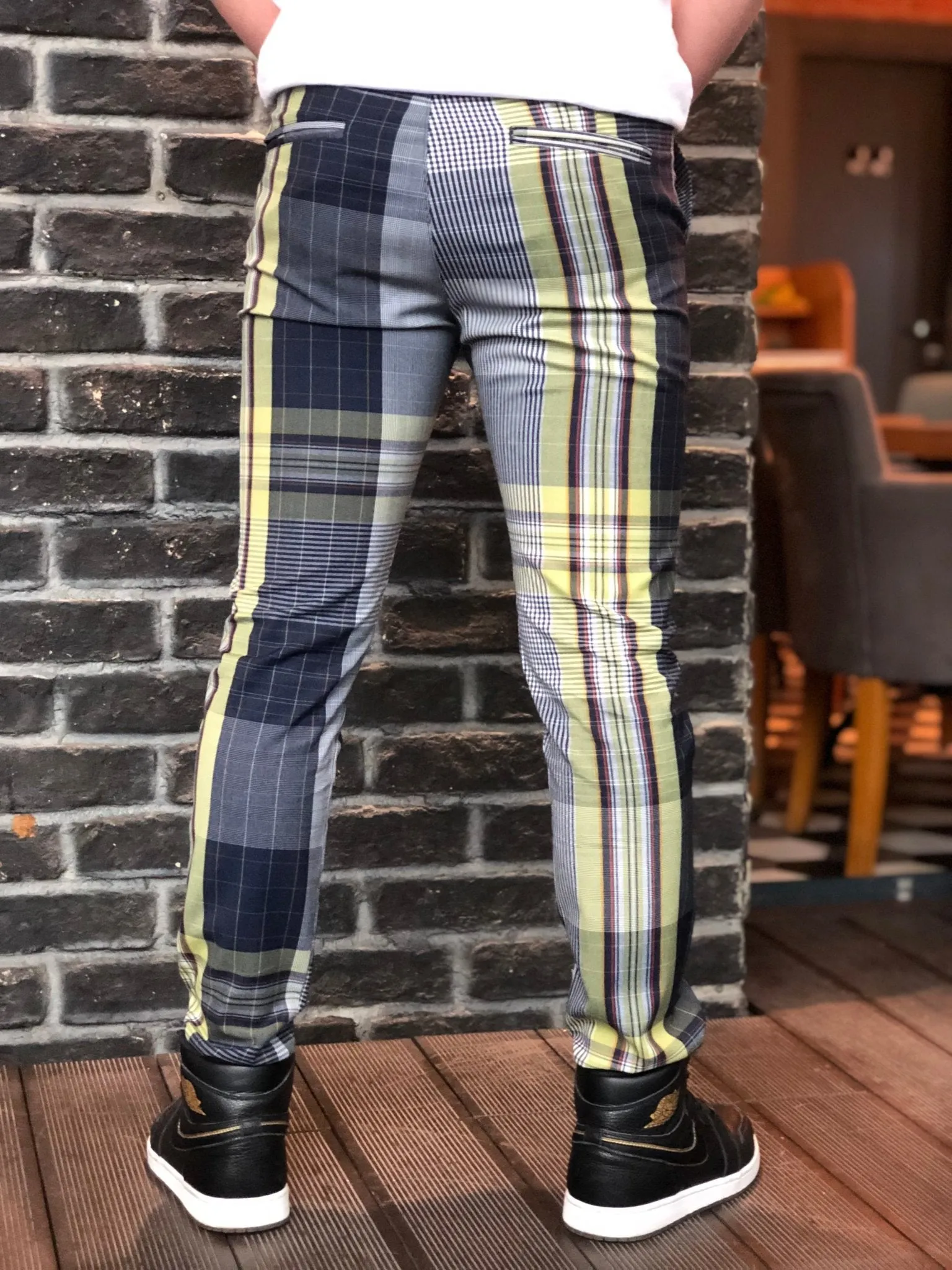 Gray Coloured Checkered Slim Fit Casual Pant DJ101 Streetwear Pant