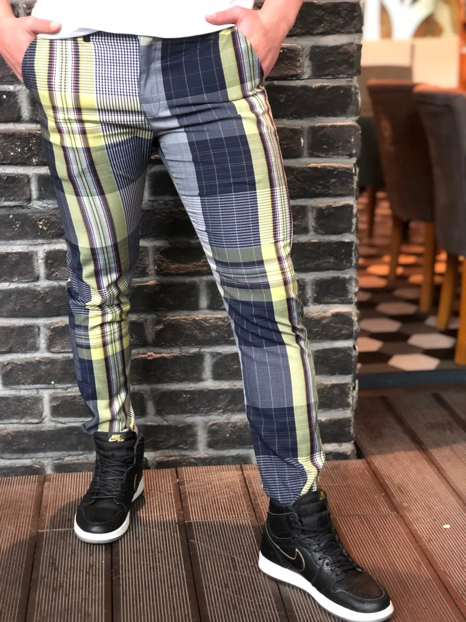 Gray Coloured Checkered Slim Fit Casual Pant DJ101 Streetwear Pant