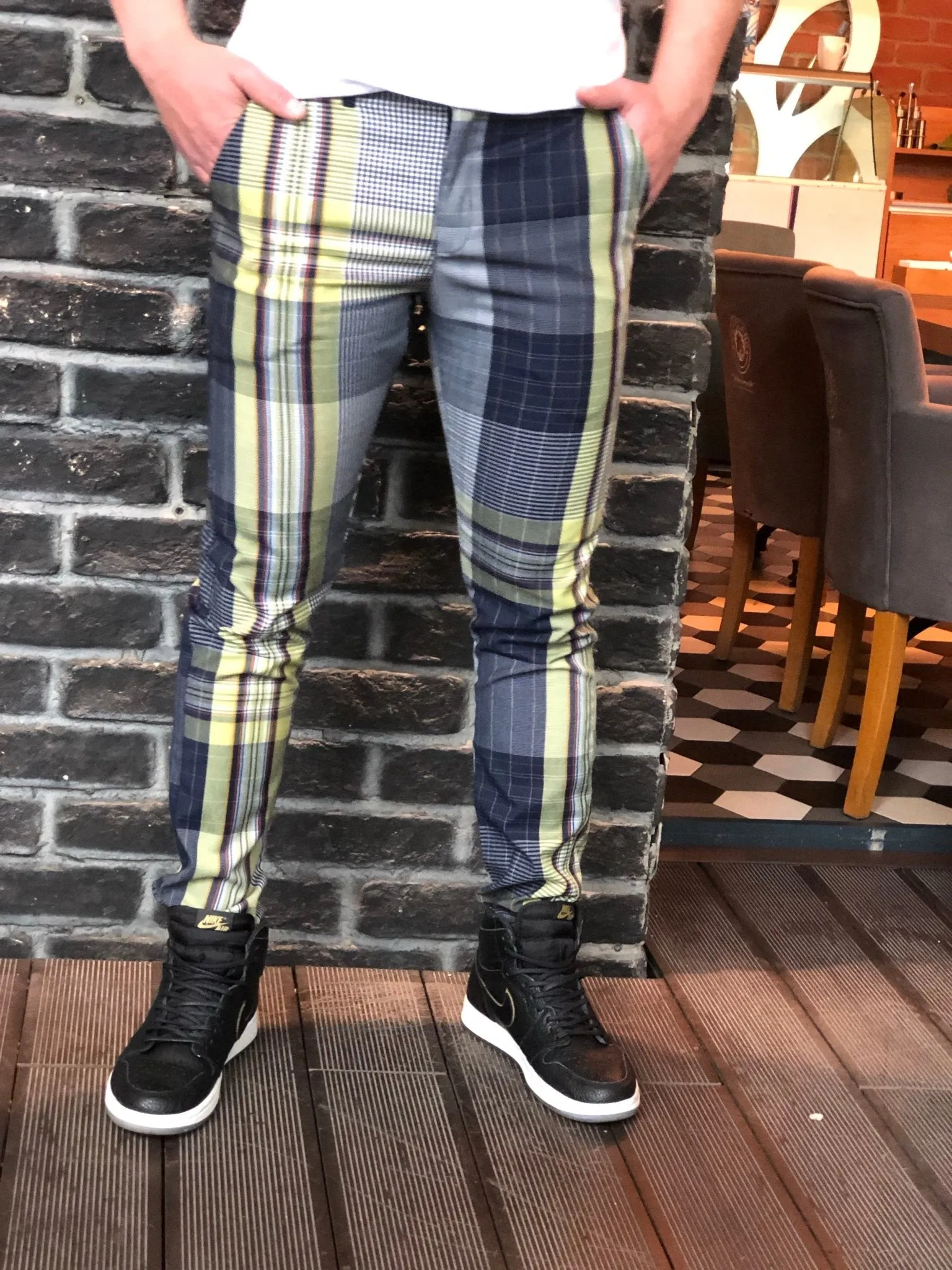 Gray Coloured Checkered Slim Fit Casual Pant DJ101 Streetwear Pant