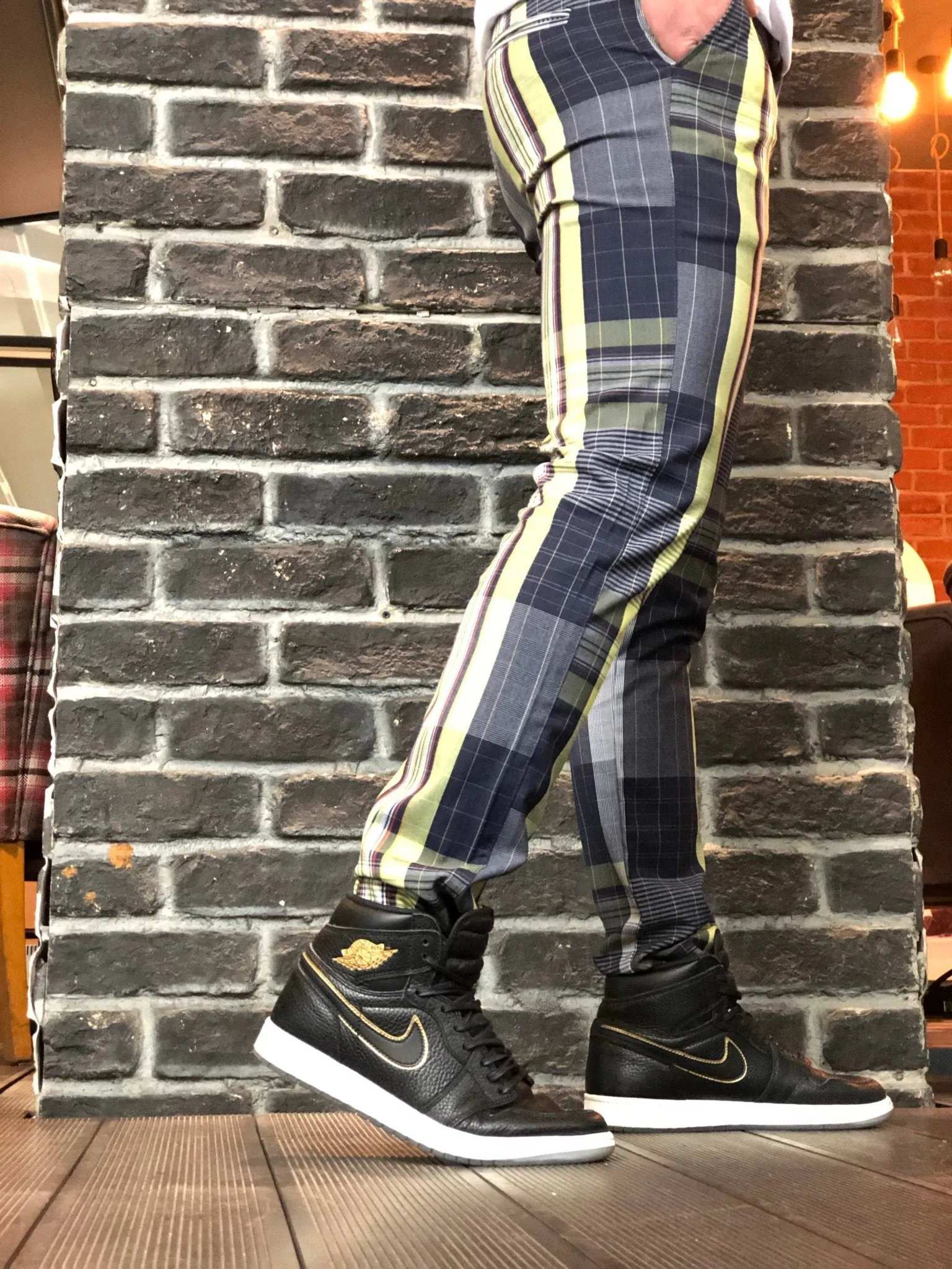 Gray Coloured Checkered Slim Fit Casual Pant DJ101 Streetwear Pant