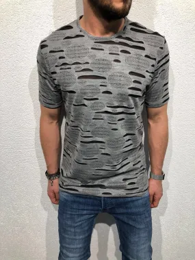 Gray Shredded Oversized T-Shirt B51 Streetwear T-Shirts