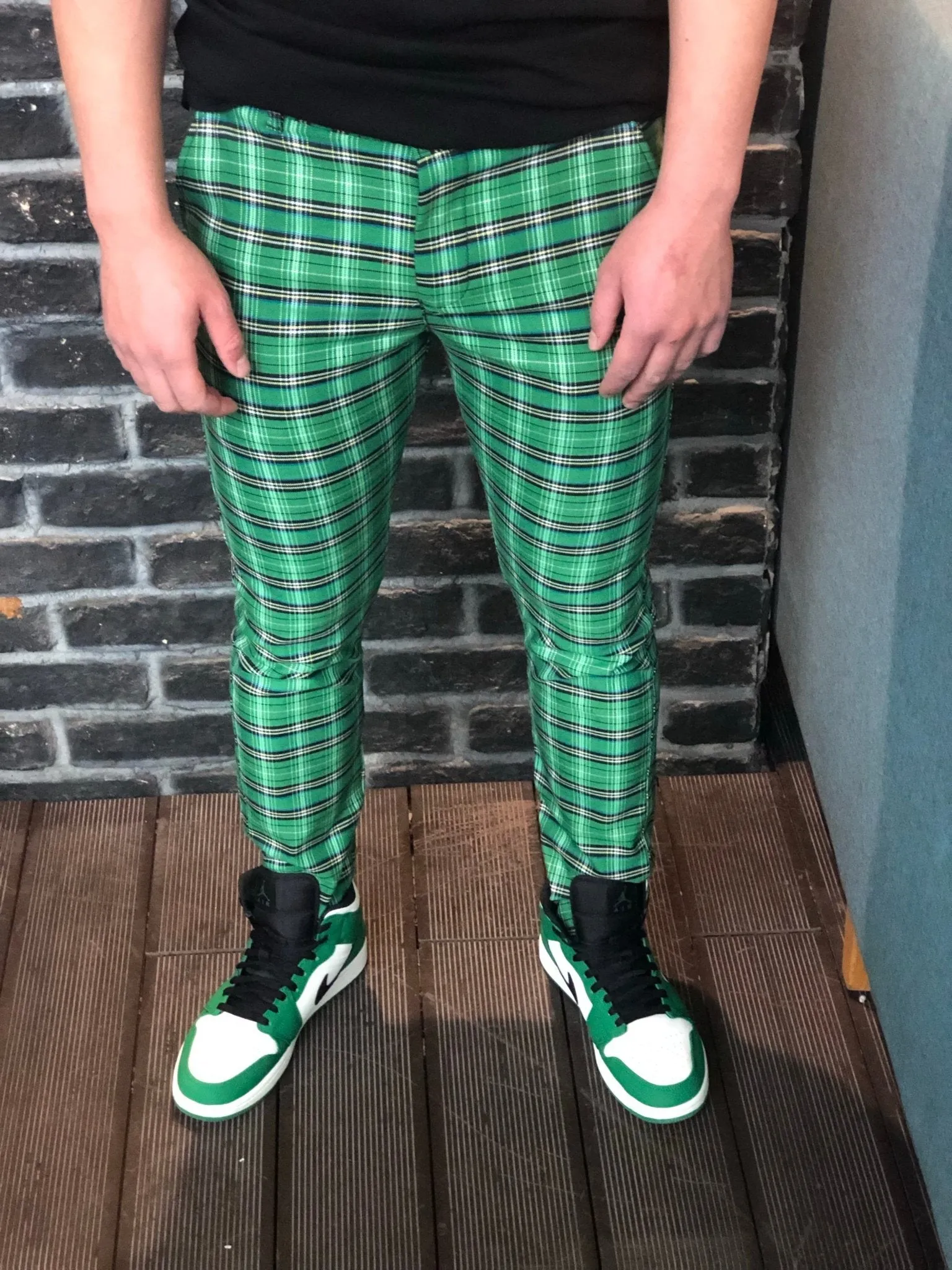 Green Checkered Slim Fit Casual Pant DJ104 Streetwear Pant