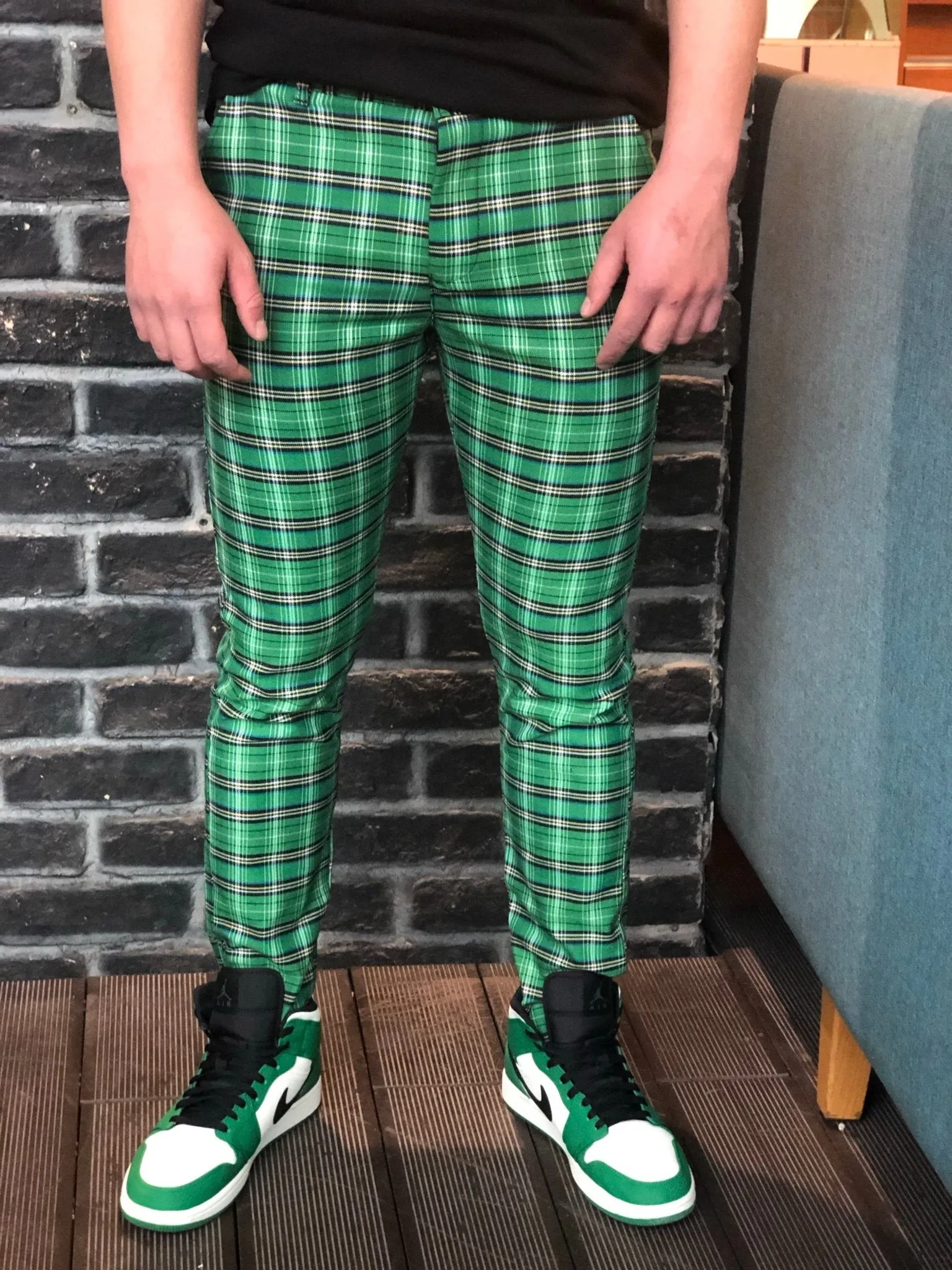 Green Checkered Slim Fit Casual Pant DJ104 Streetwear Pant