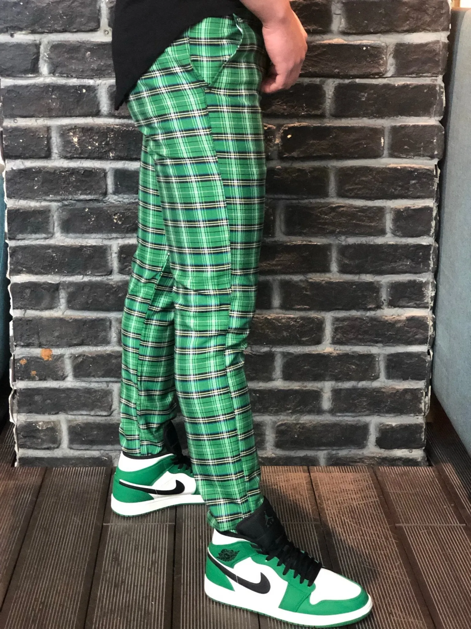 Green Checkered Slim Fit Casual Pant DJ104 Streetwear Pant