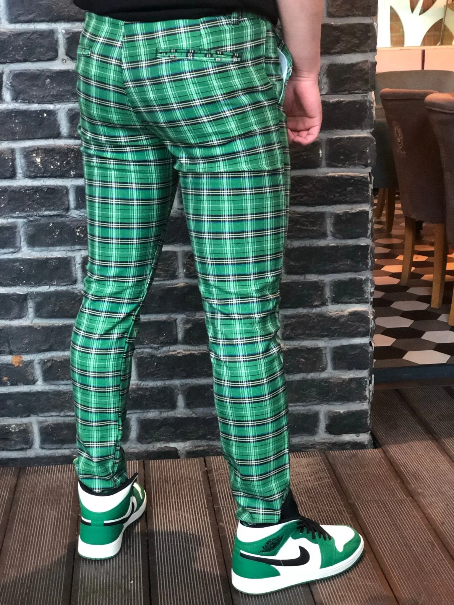 Green Checkered Slim Fit Casual Pant DJ104 Streetwear Pant