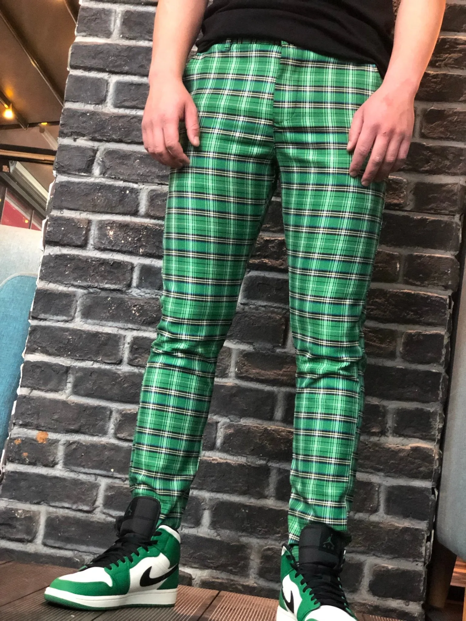 Green Checkered Slim Fit Casual Pant DJ104 Streetwear Pant