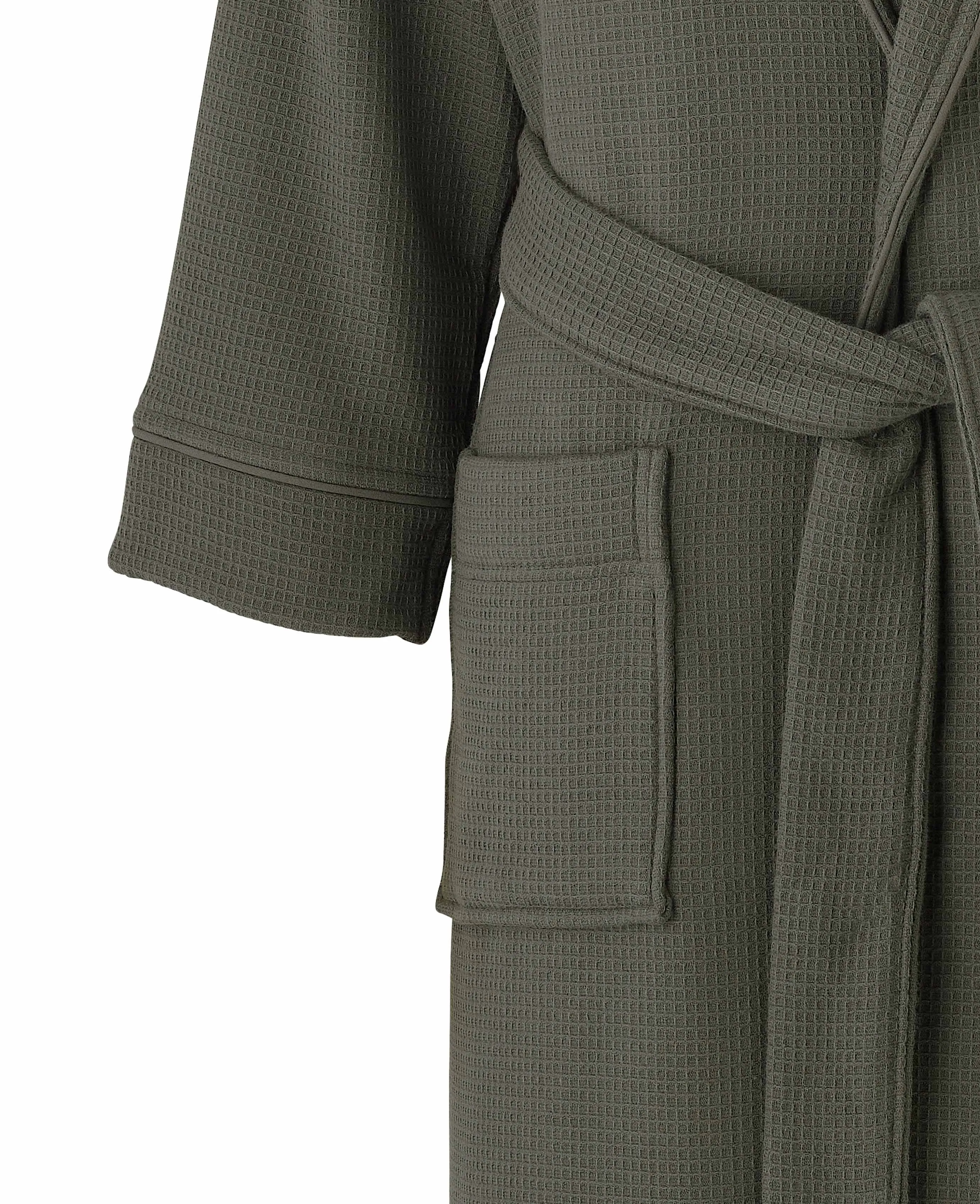 Grey Cotton Waffle Dressing Gown With Terry Cotton Lining