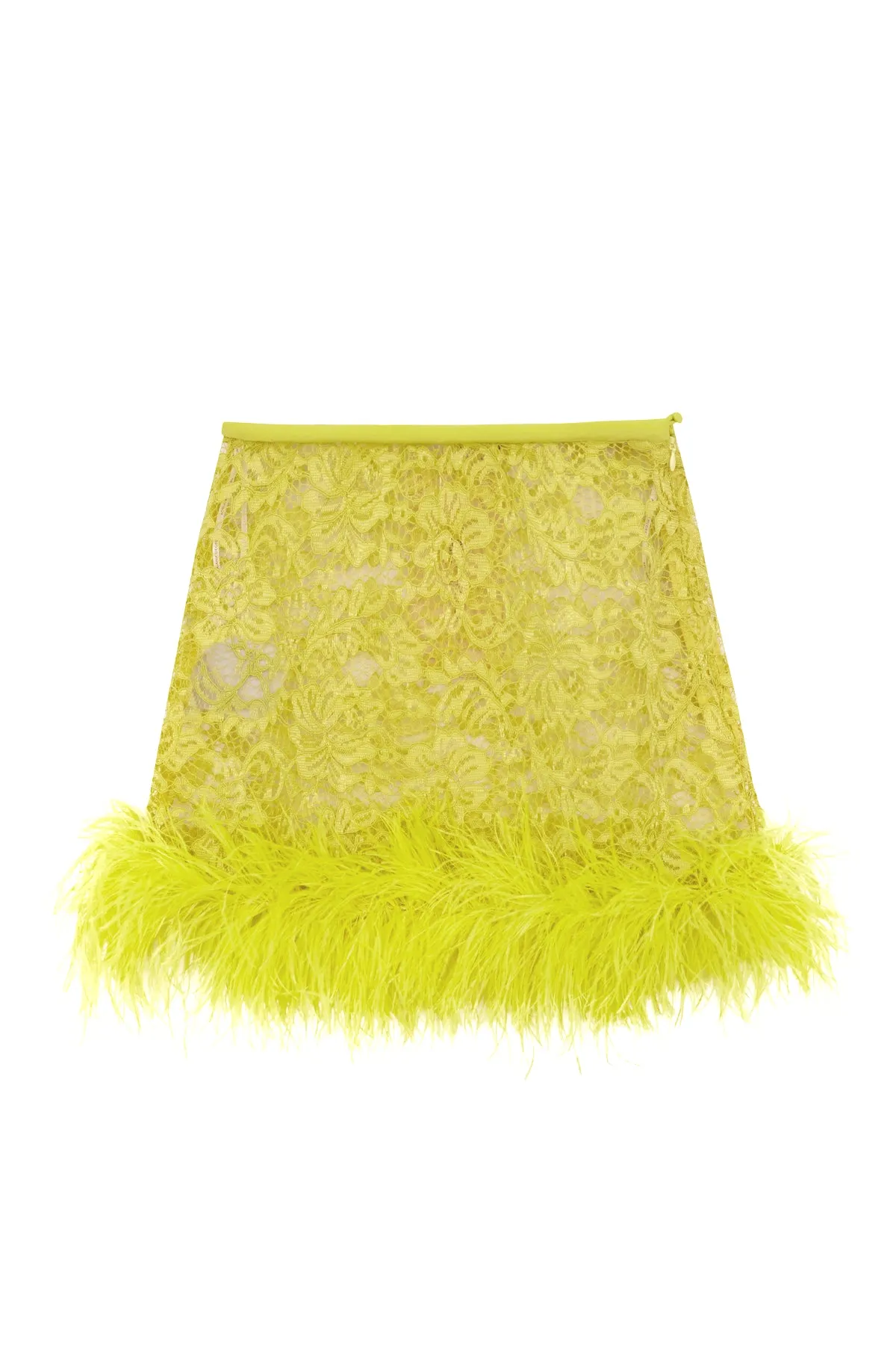 Guipure Lace Feathered Mini Skirt