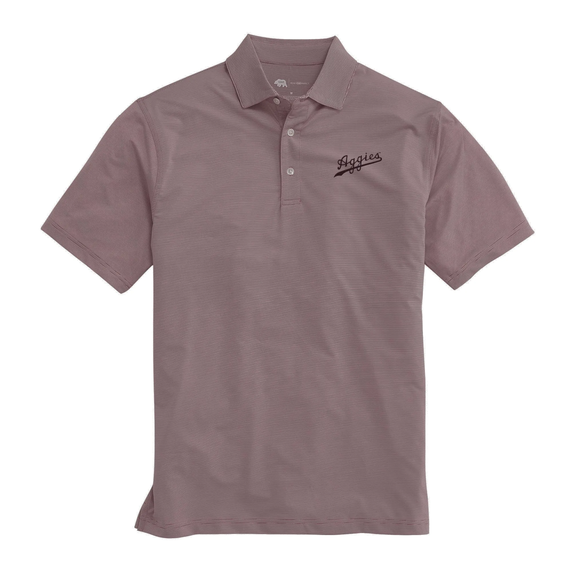 Hairline Stripe Aggies Script Polo