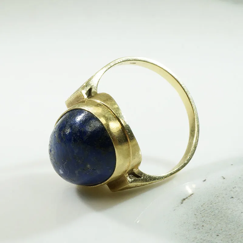 Handcrafted Vintage Lapis and Gold Ring