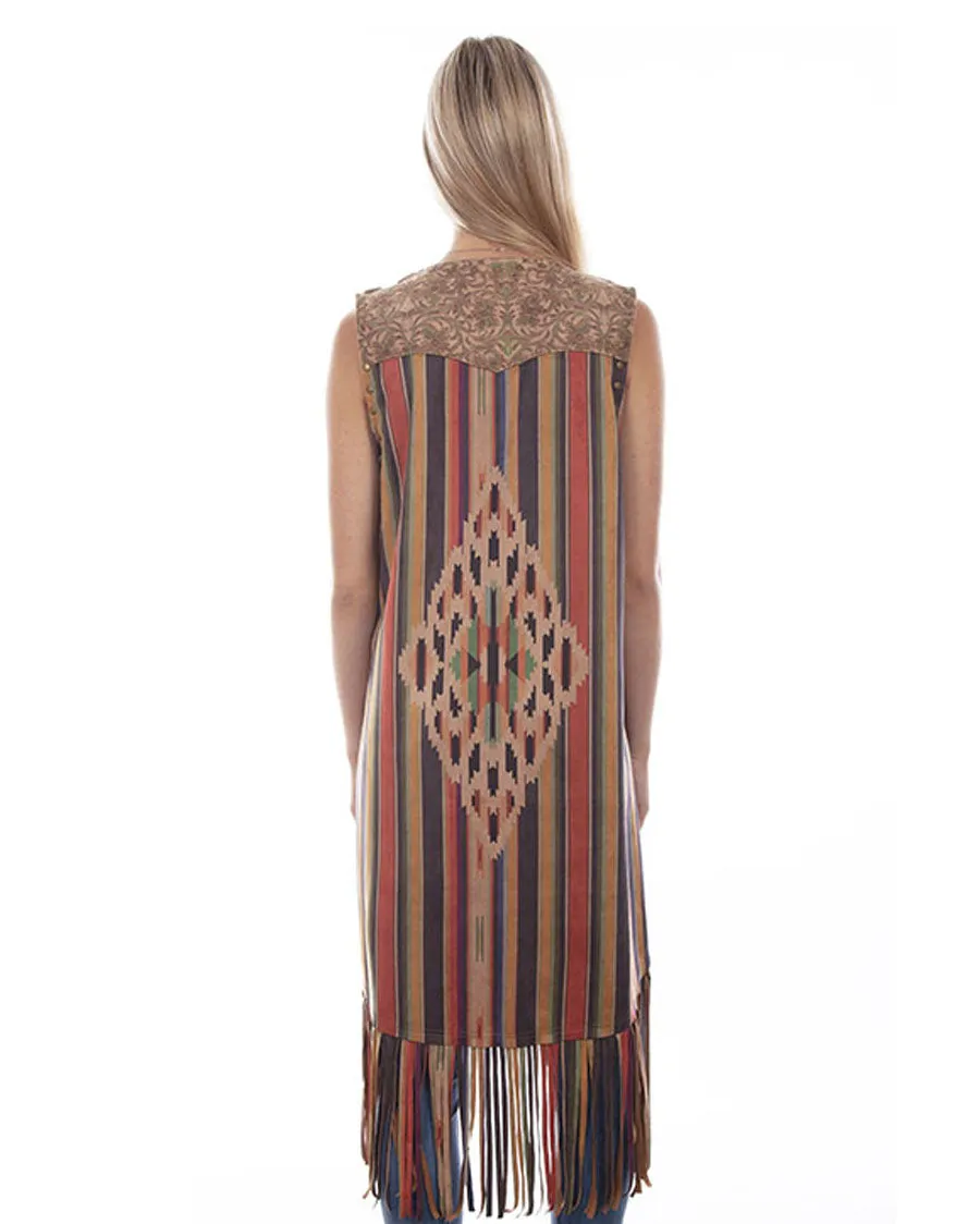 Hc768 - Long Serape Print Vest