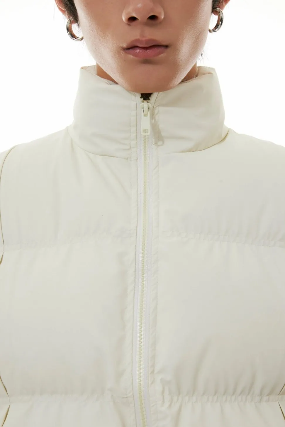 High Collar Taper-Fit Puffer Zip Vest