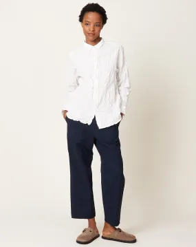 High Thread Count Cotton Linen Baker Pants in Navy