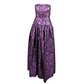 JAN VANVELDEN 2 pc Purple and Black Strapless Gown & Jacket