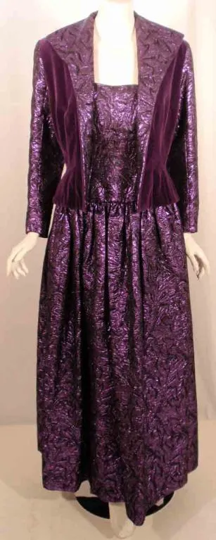 JAN VANVELDEN 2 pc Purple and Black Strapless Gown & Jacket