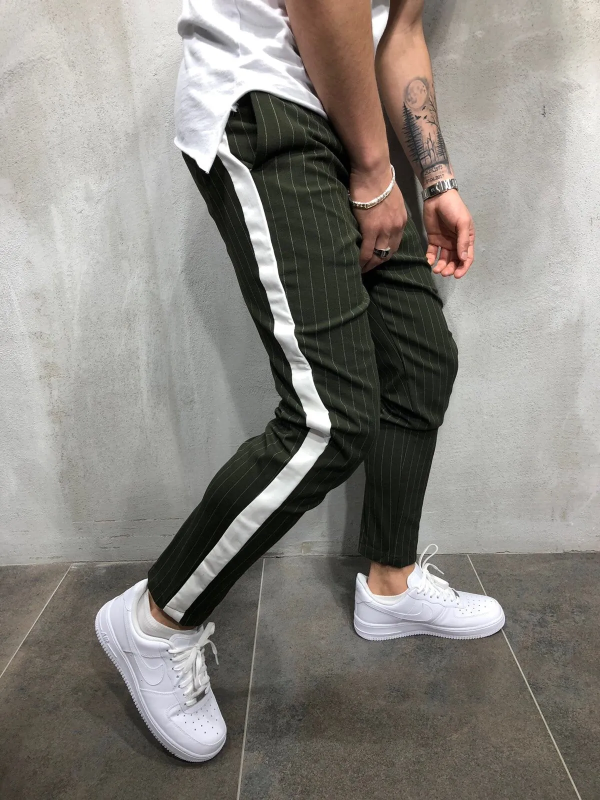 Kahki Side Striped Casual Jogger Pant A114 Streetwear Jogger Pants