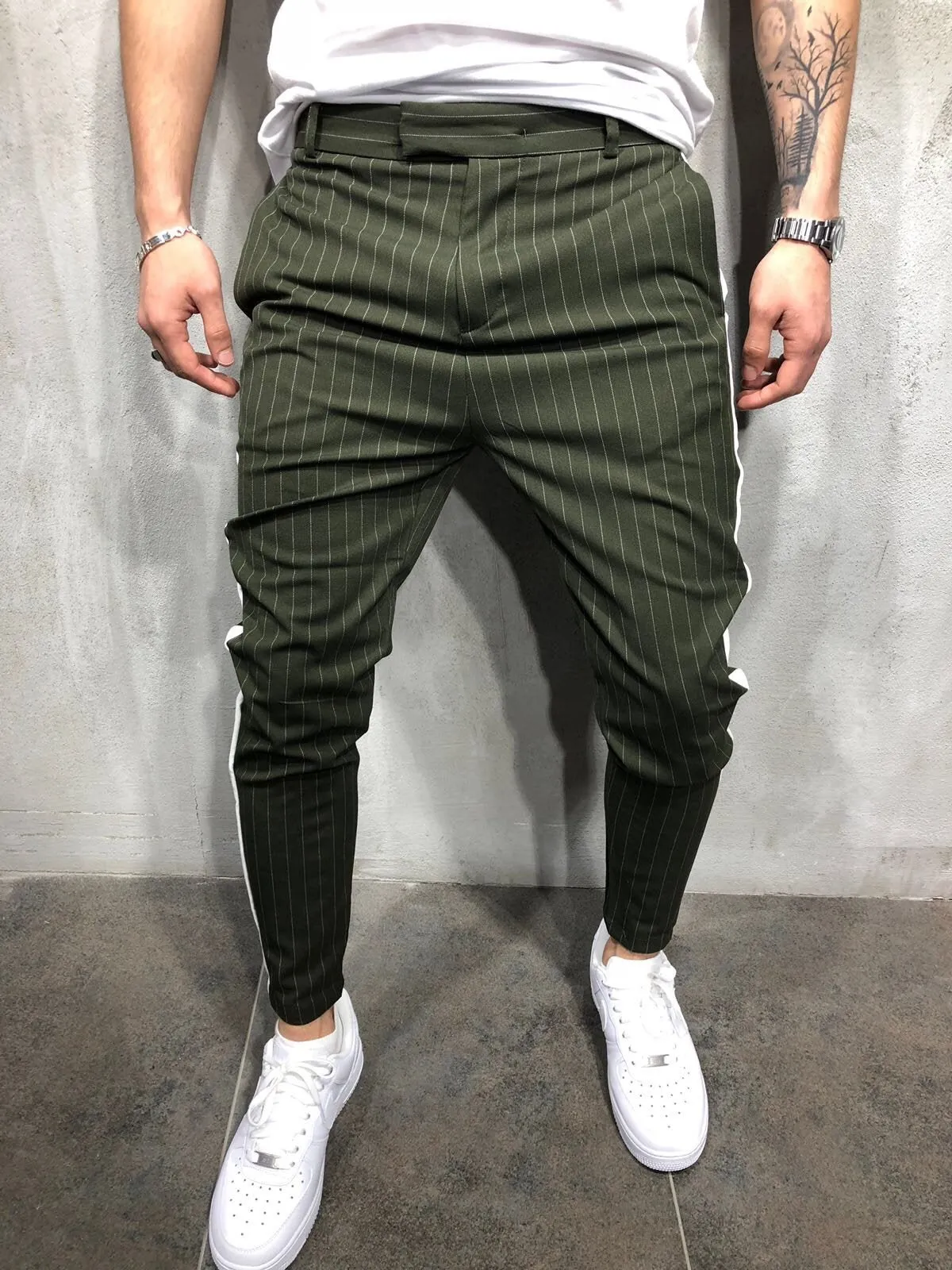 Kahki Side Striped Casual Jogger Pant A114 Streetwear Jogger Pants