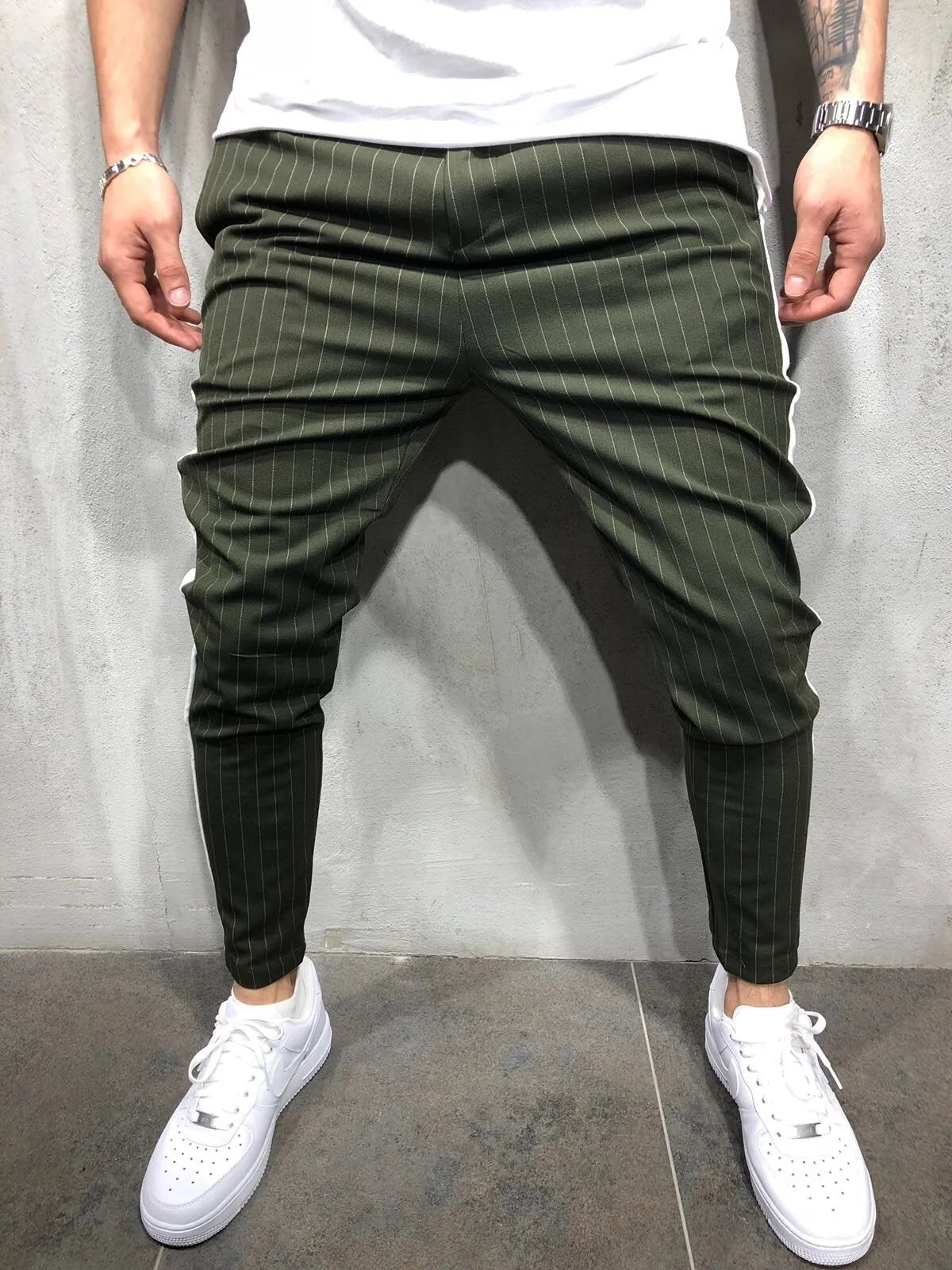 Kahki Side Striped Casual Jogger Pant A114 Streetwear Jogger Pants