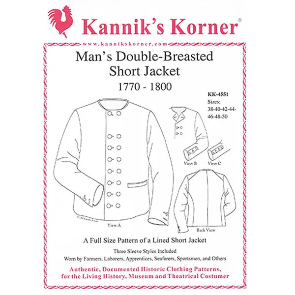 Kannik's Korner 1770-1800 Double Breasted Short Jacket Pattern