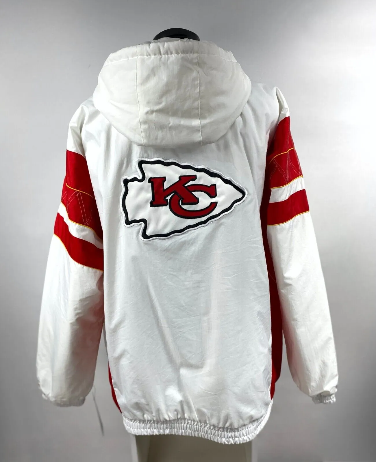 Kansas City Chiefs Jacket Starter Hooded Half Zip Pullover WHITE