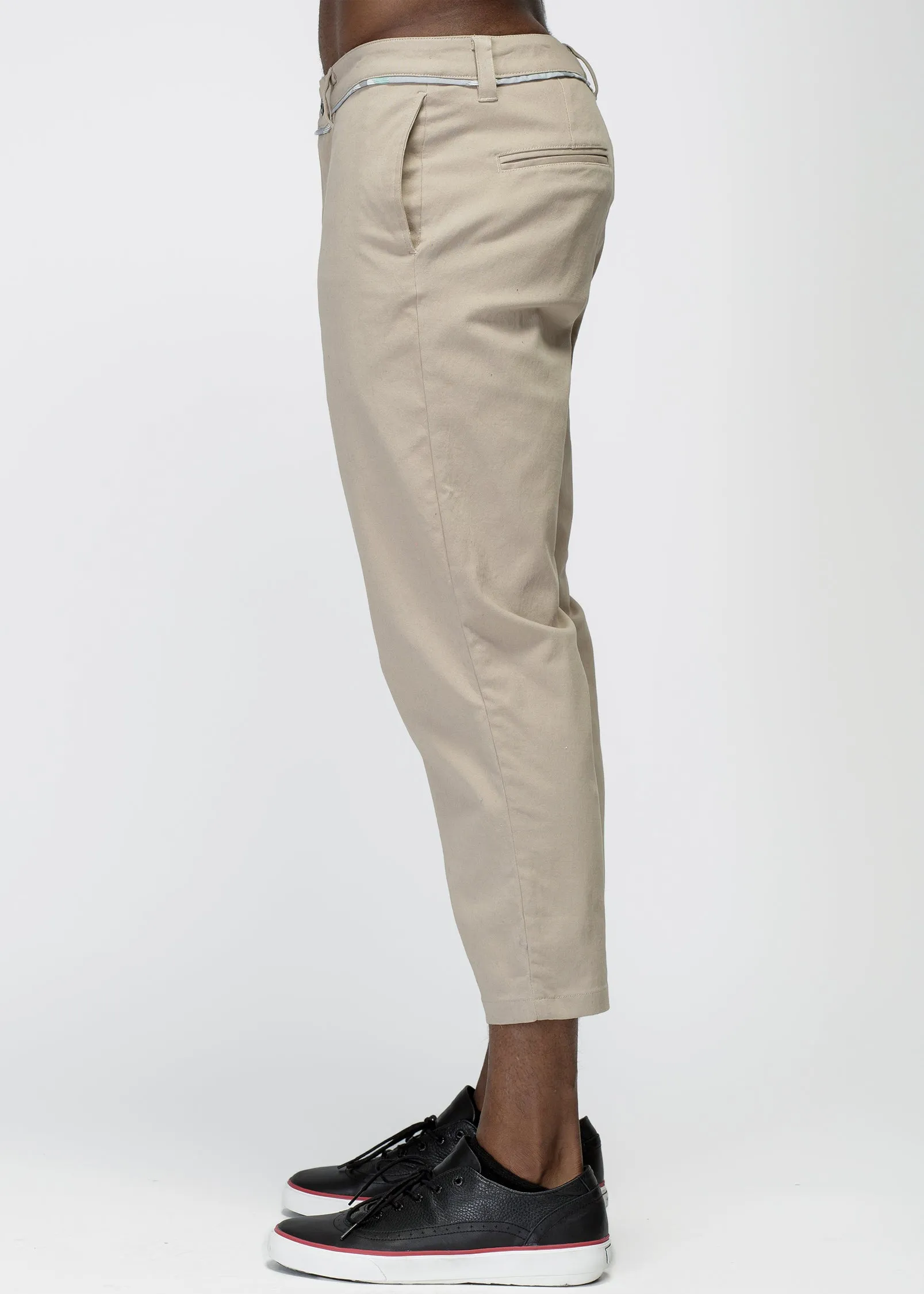 Konus Men's Cropped Side Zip Pants in Tan