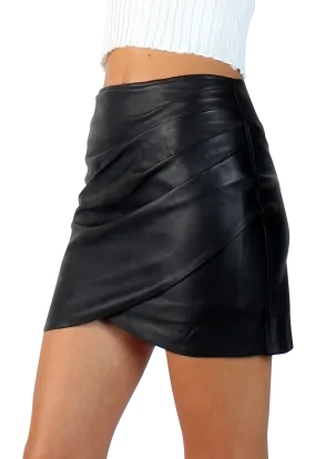 Leather Wrap Mini Skirt