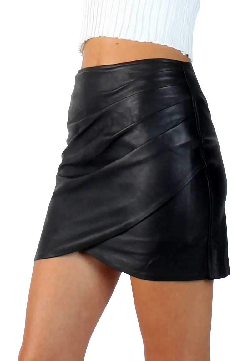 Leather Wrap Mini Skirt