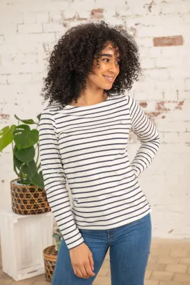 Lighthouse Causeway Long Sleeve Top Cloud/Midnight Stripe