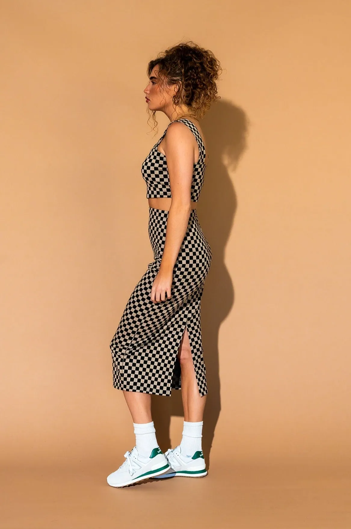 Looking Good Print Top   Skirt Set in Checkerboard