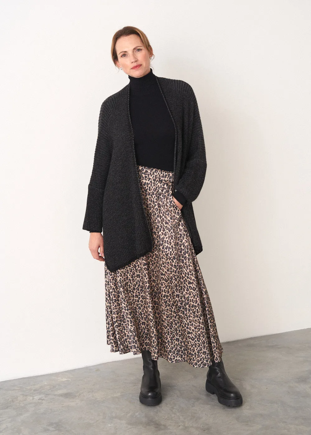 MARTHA LEOPARD PRINT SATIN SKIRT